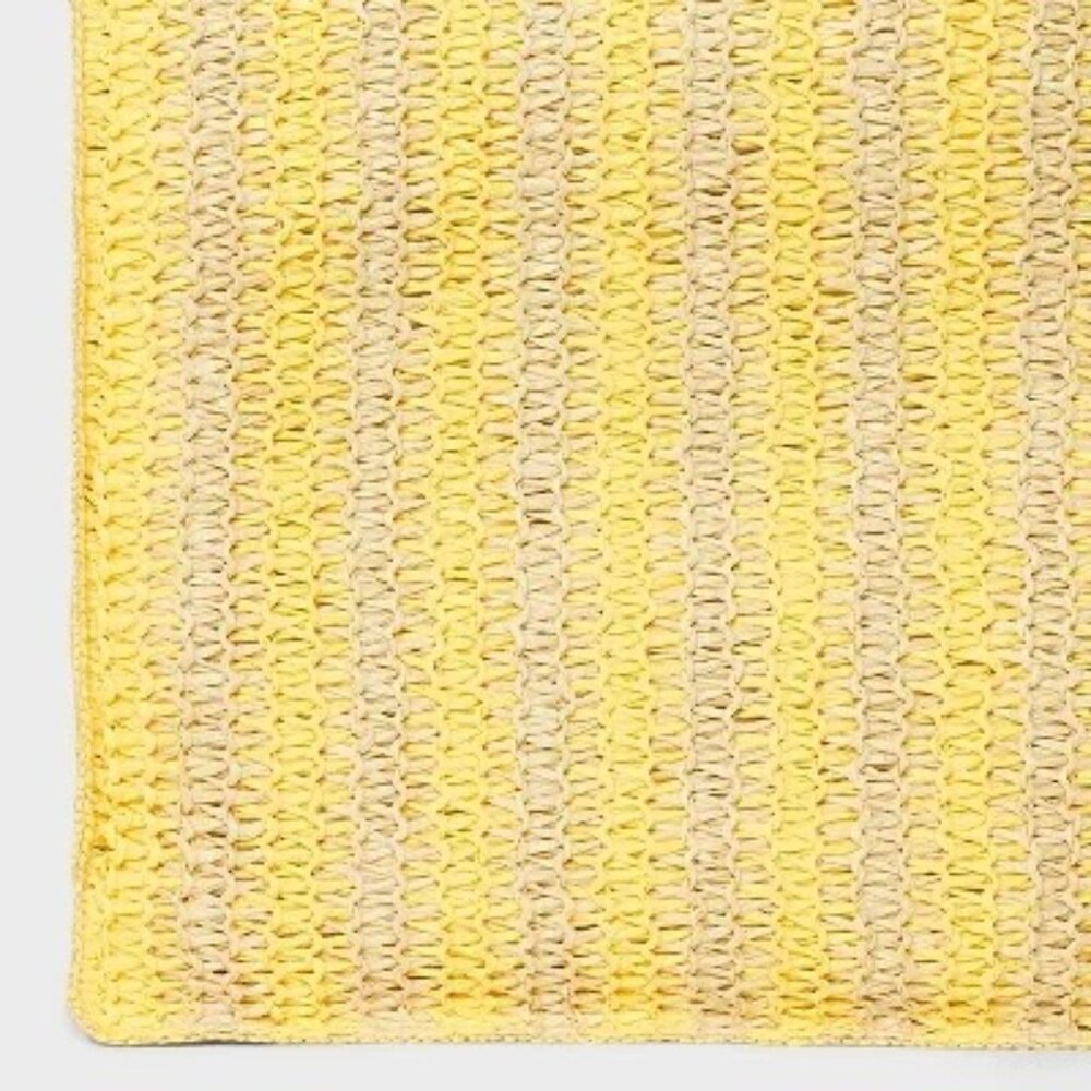 Universal Thread Crochet Woven Handbag Yellow Beige Tote Single Compartment - Picture 5 of 11